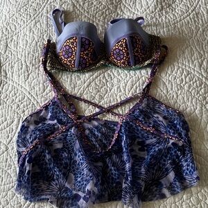 Maaji Purple and Blue Bikini Set L